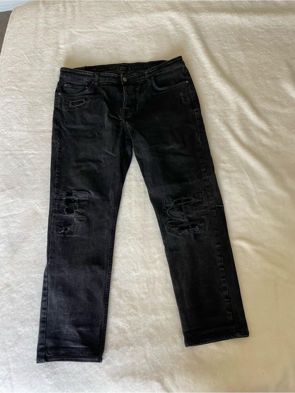 Ksubi Black Distressed Straight Jeans